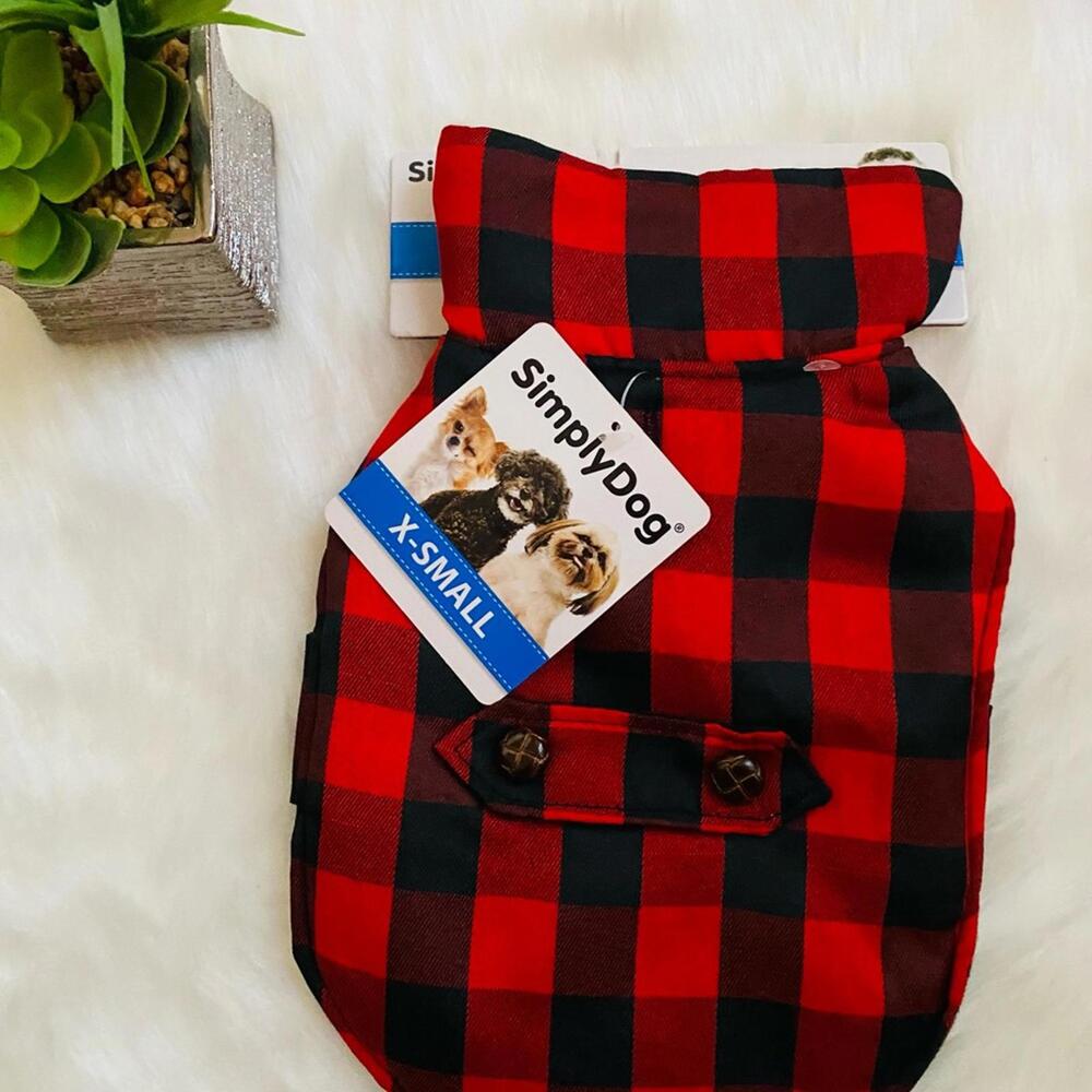 SimplyDog X-Small Red and Black Buffalo Plaid Dog Jacket
